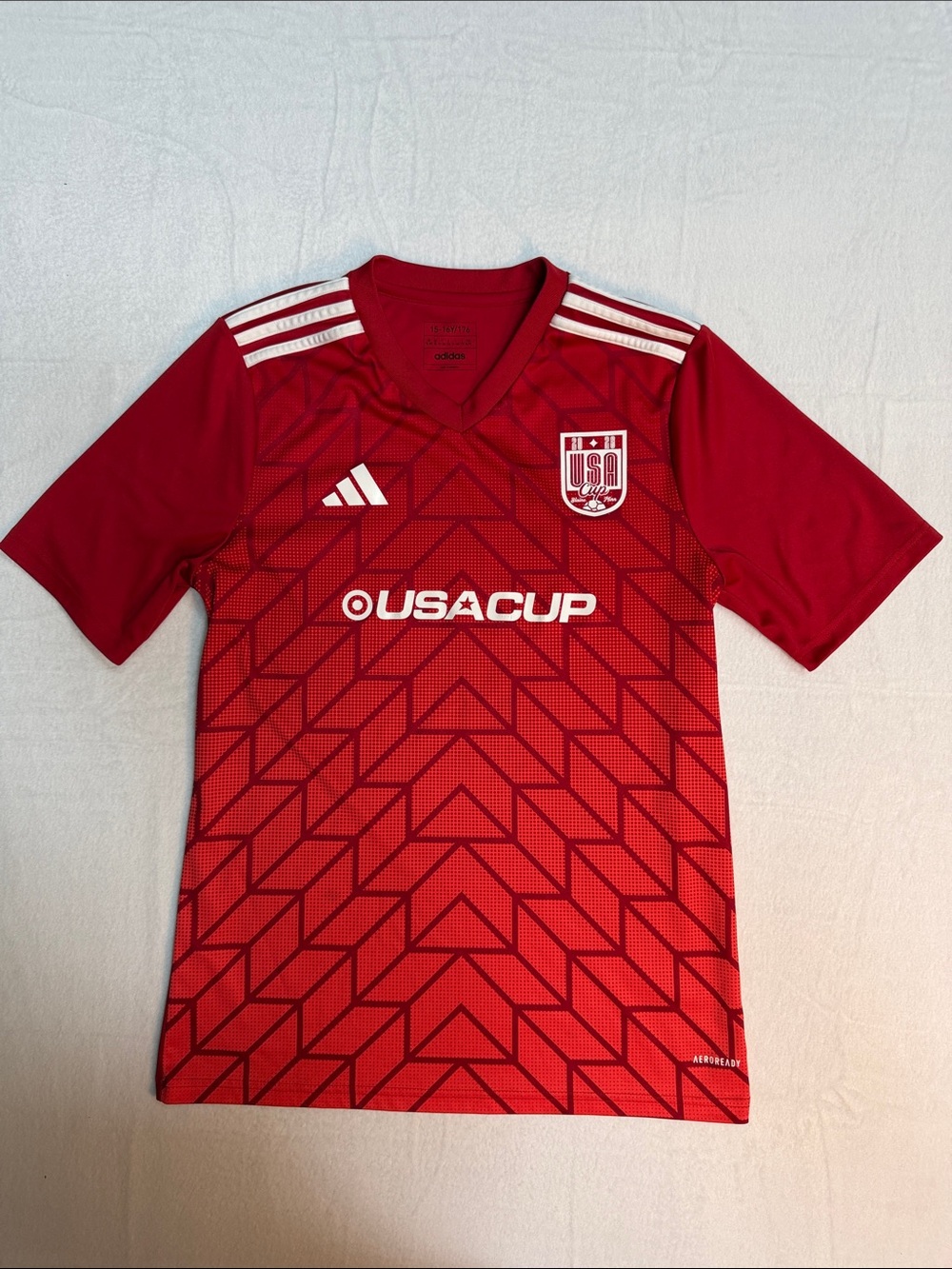 adidas Kids Red USA Cup Soccer Jersey with White Accents